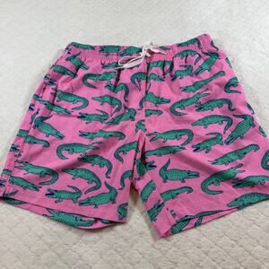 CHUBBIES MENS THE GLADES  PINK ALLIGATOR  5.5" SWIM TRUNKS SIZE XL